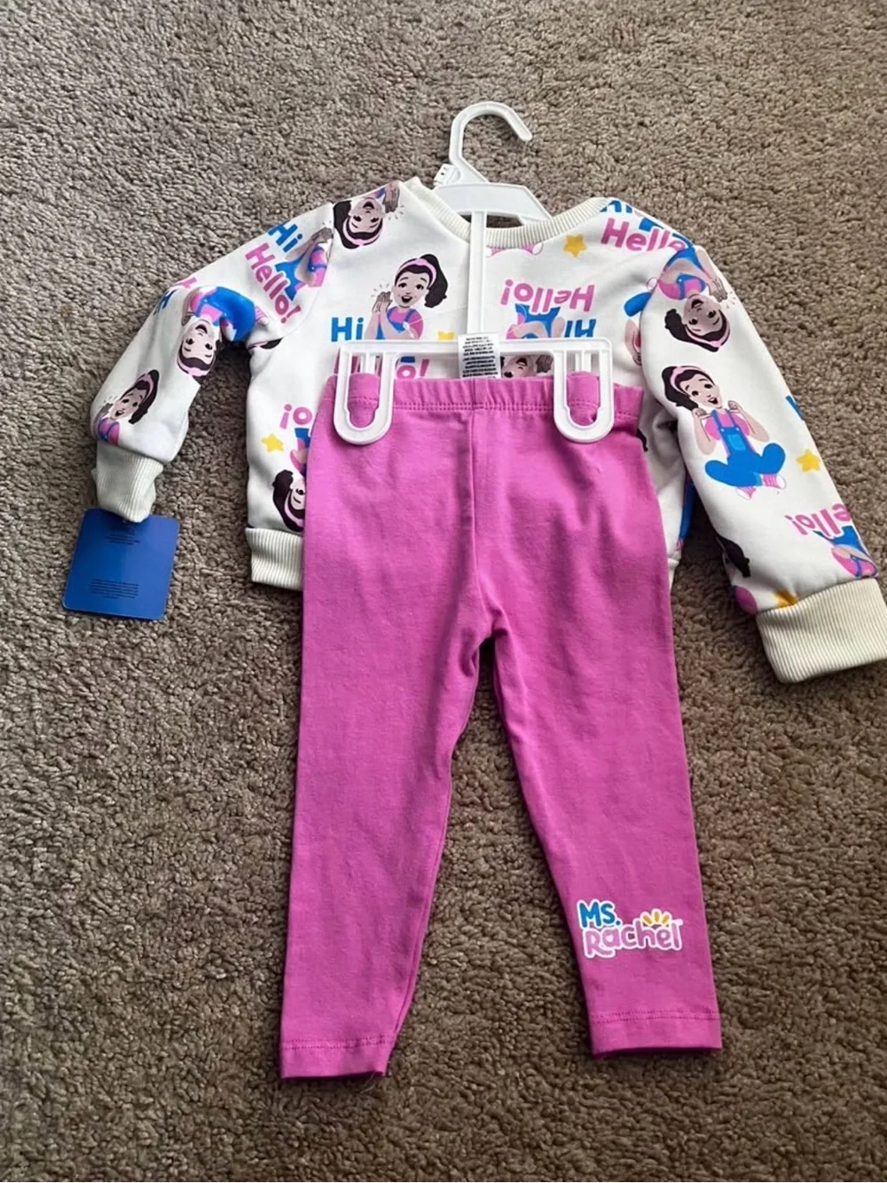 Toddler Ms Rachel Two-Piece Set - Cream & Bright Pink size 12 months new